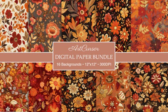 Autumn Embroidery Floral Digital Papers: A Designer’s First Look