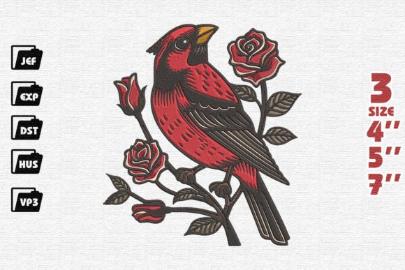 Cardinal Bird with Rose Embroidery Review for Craft Fair Success