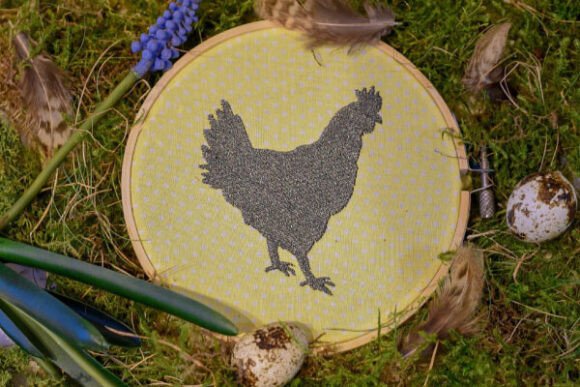 Chicken Silhouette Embroidery Design: A Rustic Holiday Staple