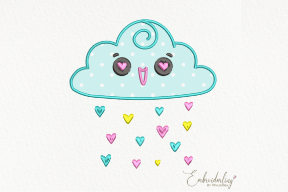 Cloud Embroidery Applique Design File Review for Boutique Sweatshirts