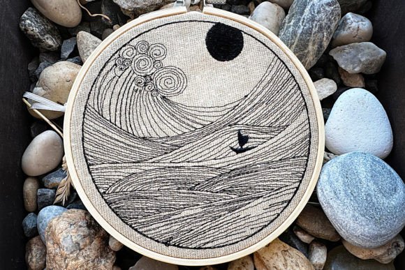 Japanese Boat on Sea Embroidery Design Review
