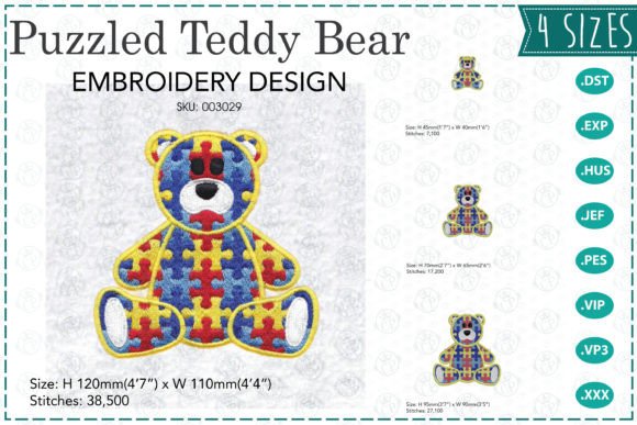 Puzzled Teddy Bear Embroidery Design Review