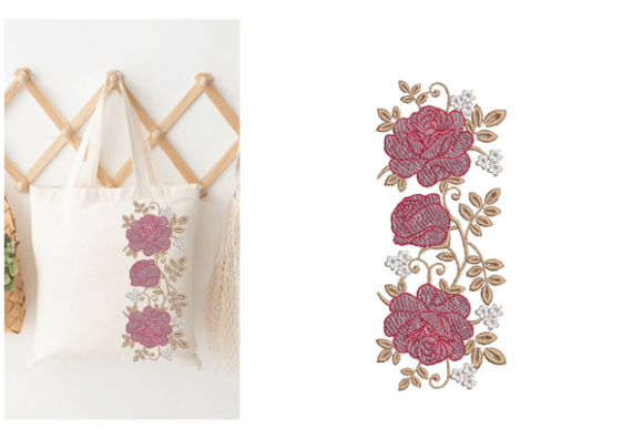 Roses Floral Border Embroidery Design