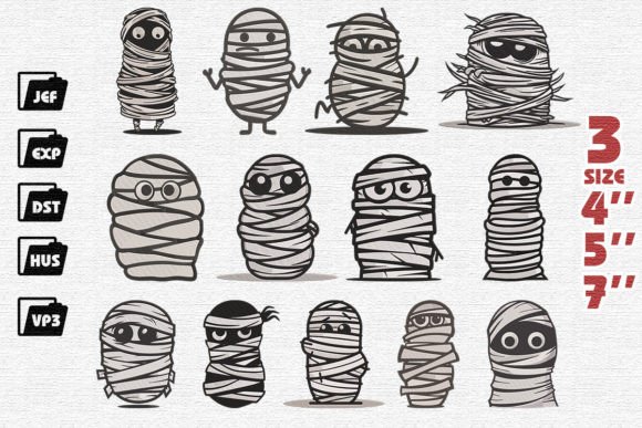 Set of 13 Funny Mummy Embroidery Designs Review