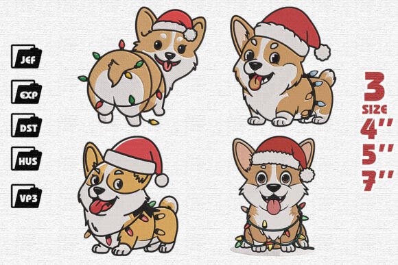 Set of 4 Cute Corgi Embroidery Designs Review