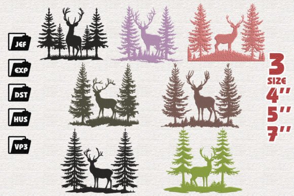 Set of 7 Deer Forest Embroidery Review for Branding