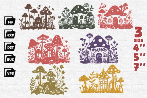 Set of 7 Mushroom House Embroidery Review